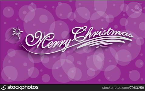 Merry Christmas Hand lettering Greeting Card. 3d Text with Shadow. Handmade calligraphy. Vector illustration.