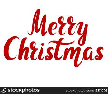 Merry christmas handwritten lettering vector. Inscription Congratulations on the traditional winter holiday. Red coligraphic hand letters.. Merry christmas handwritten lettering vector.