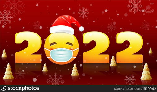 Merry Christmas & Happy new year 2022, New normal, cartoon character