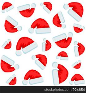 merry christmas hat icon seamless pattern on white, stock vector illustration