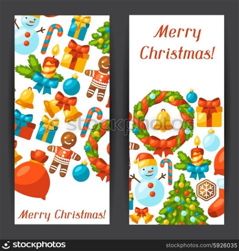 Merry Christmas holiday banners with celebration object. Merry Christmas holiday banners with celebration object.