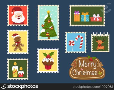 Merry Christmas holiday card collection illustration vector
