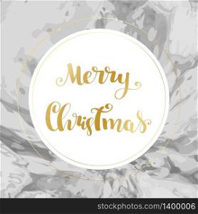 Merry christmas holiday lettering text card with gold details on marble modern luxury background. Vector illustration. Merry christmas holiday lettering text card with gold details on marble modern luxury background