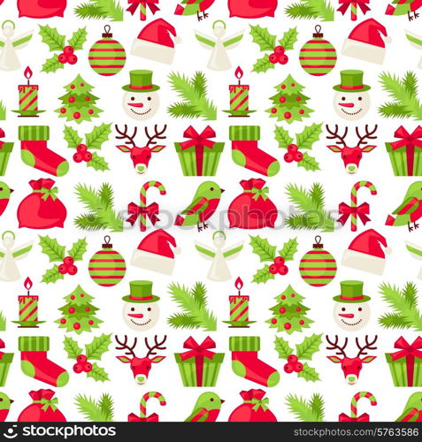 Merry Christmas holiday seamless pattern.