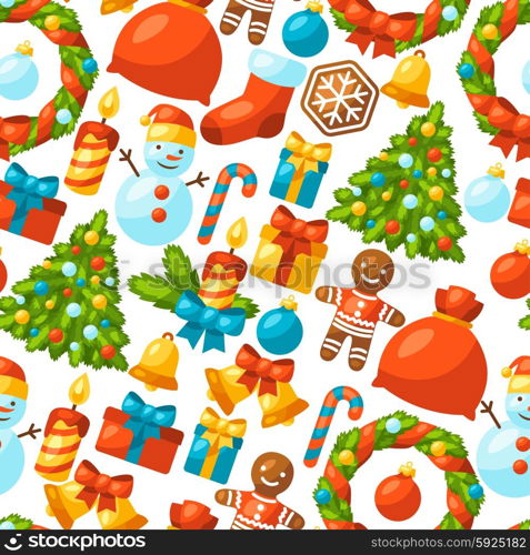 Merry Christmas holiday seamless pattern with celebration object. Merry Christmas holiday seamless pattern with celebration object.