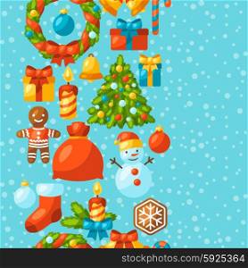 Merry Christmas holiday seamless pattern with celebration object. Merry Christmas holiday seamless pattern with celebration object.