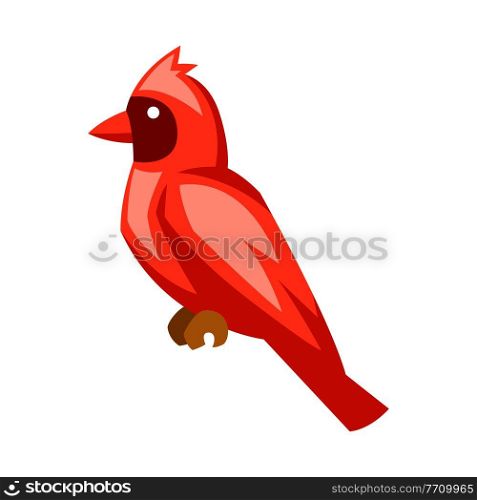 Merry Christmas illustration of bird red cardinal. Holiday icon in cartoon style. Happy celebration.. Merry Christmas illustration of bird red cardinal. Holiday icon in cartoon style.
