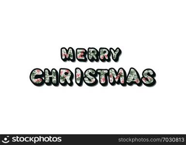 Merry Christmas inscription isolated on white background. Handwritten creative lettering with brush lines decoration for holiday design. Vector illustration.
