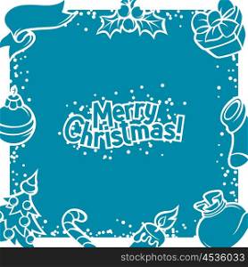 Merry Christmas invitation card with holiday symbols. Merry Christmas invitation card with holiday symbols.