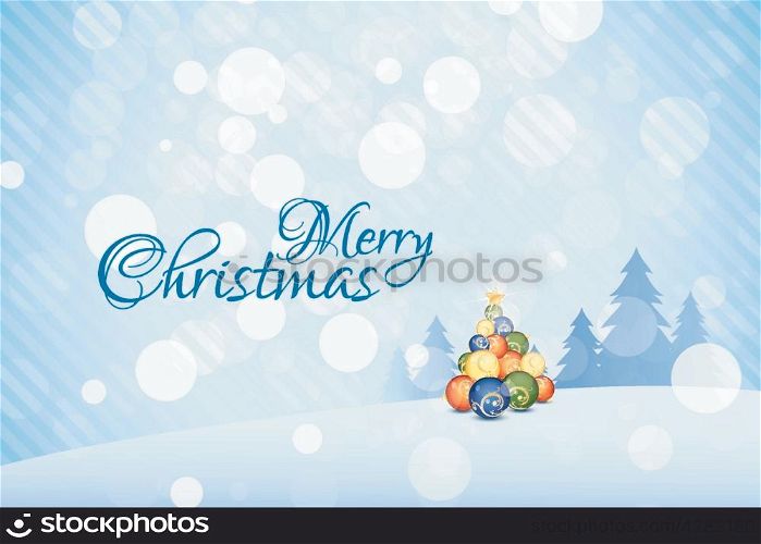 Merry Christmas Landscape with Christmas Balls