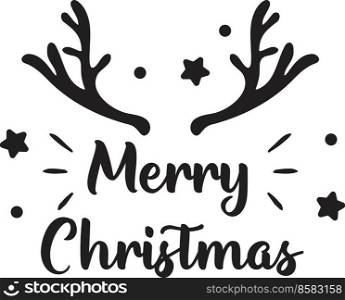 Merry Christmas lettering and"e illustration isolated on background