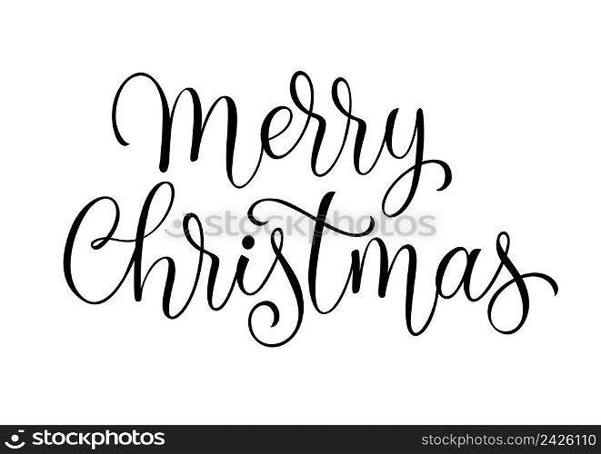 Merry Christmas lettering. Catholic Christmas. Handwritten text, calligraphy. Can be used for greeting cards, posters, leaflets and brochure