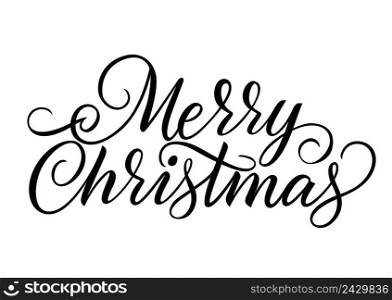 Merry Christmas lettering. Christmas design element. Handwritten text, calligraphy. For greeting cards, posters, leaflets and brochure.