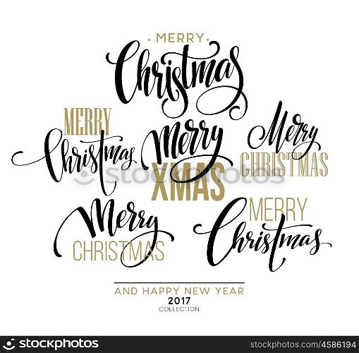 Merry Christmas Lettering Design Set. Vector illustration. Merry Christmas Lettering Design Set. Vector illustration EPS10