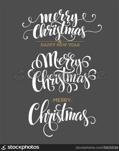 Merry Christmas Lettering Design Set. Vector illustration. Merry Christmas Lettering Design Set. Vector illustration EPS10
