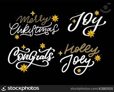 Merry Christmas Lettering Design Set. Vector illustration. Merry Christmas New Year 2022 Lettering Calligraphy Design Set. Vector illustration