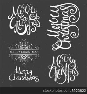 Merry christmas lettering design set vector image
