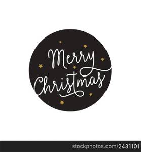 Merry Christmas lettering in Circle. Christmas design element. Handwritten text, calligraphy. For greeting cards, posters, leaflets and brochure.