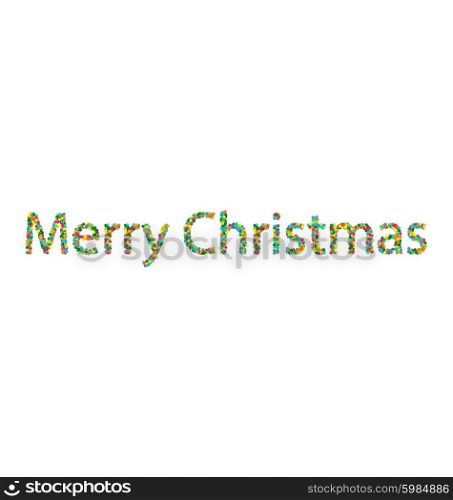 Merry Christmas lettering title from colourful particles confetti - vector