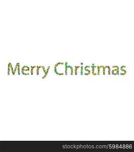 Merry Christmas lettering title from colourful particles confetti - vector