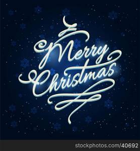 Merry Christmas lettering with frozen effects. Merry Christmas lettering with frozen effects and snowflakes. Vector illustration