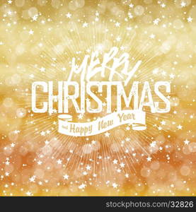 Merry Christmas Lights Background with Christmas Lettering