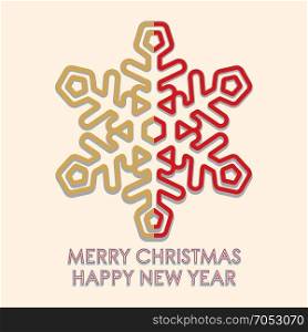 Merry Christmas New Year. Merry Christmas and Happy New Year greeting card. Template for brochure, poster, banner, flyer. Vector illustration.