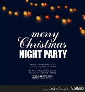 Merry Christmas Night Party Background. Vector EPS10 Abstract Template background