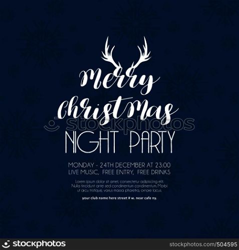 Merry Christmas night Party Blue Snowflake background. Vector EPS10 Abstract Template background