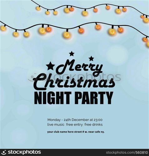 Merry Christmas Night Party invitation Background. Vector EPS10 Abstract Template background