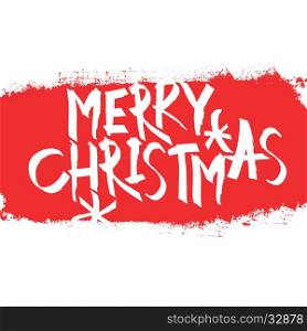 Merry Christmas Postcard. With red erased area. Greeting calligraphy. Christmas concept vector illustration