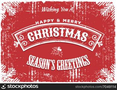 Merry Christmas Red Background. Illustration of a red merry christmas background, with snowflakes and grunge texture