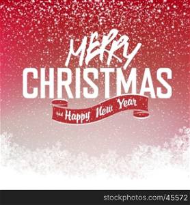 Merry Christmas Red background with snowflakes and place for text. Vector Illustration.