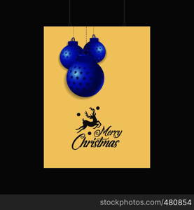 Merry Christmas Reindeer and Blue Balls template. Vector EPS10 Abstract Template background