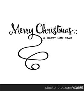 ""Merry Christmas" retro calligraphy, isolated on white background"