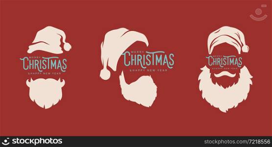 Merry Christmas Santa claus vintage typography emblem vector illustration