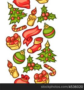 Merry Christmas seamless pattern with holiday symbols. Merry Christmas seamless pattern with holiday symbols.