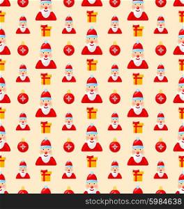 Merry Christmas seamless pattern with Santa and gifts. Merry Christmas and Happy New Year seamless pattern with Santa and gifts - vector
