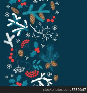 Merry Christmas seamless pattern with winter branches.