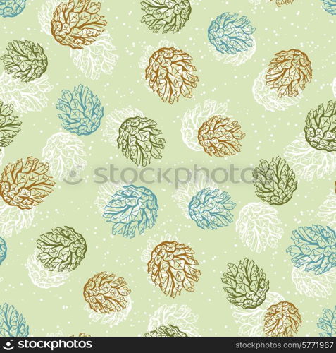 Merry Christmas, seamless vector background with cones.