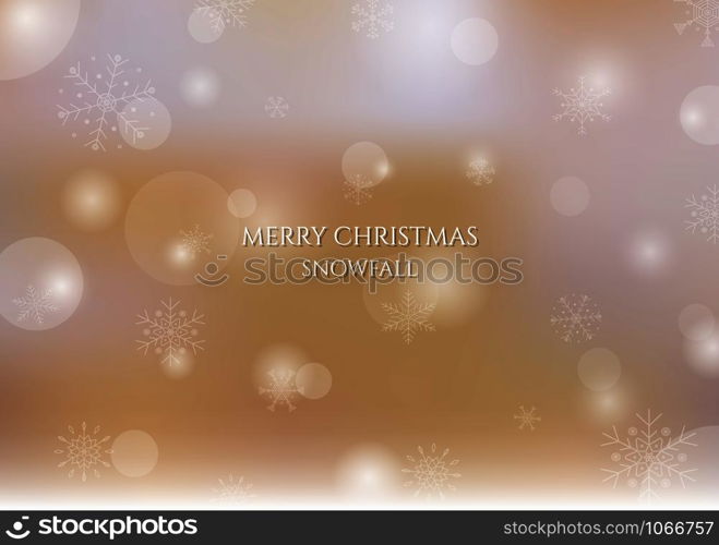 Merry christmas snowfall blurred background white glow snowflake modern design. vector illustration