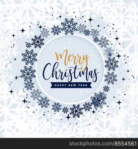 merry christmas snowflakes background in circle frame