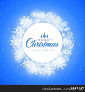 merry christmas snowflakes decorative frame background design