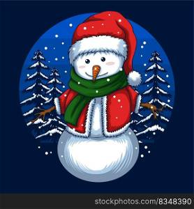 Merry christmas snowman vector illustration