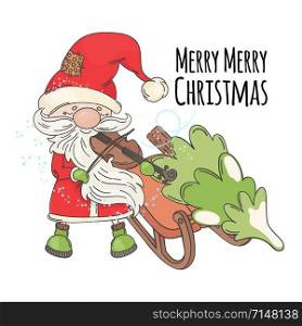 MERRY CHRISTMAS SONG New Year Musician Vector Illustration Set
