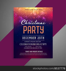 merry christmas sparkles party poster flyer design template