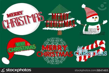 Merry Christmas sticker collection. Holiday icon set.