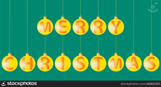 merry Christmas, text writing realistic balls for Christmas tree with festive letters, vector font for printing or website design on new year&rsquo;s 2017. ball merry Christmas