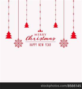 merry christmas tree and snowflakes decoration background design