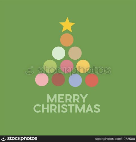 merry christmas tree in abstract shapes, on green background. vector card illustration